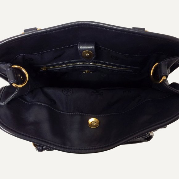 Tory Burch Priscilla Navy Blue Leather Bag - Picture 4 of 11